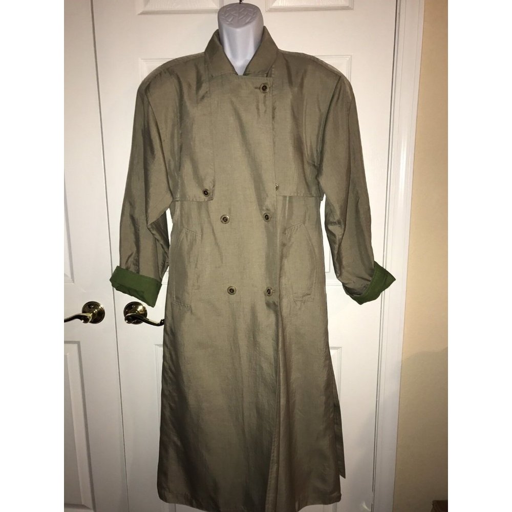 British Mist Trench coat, women's Spring Outerwear,  Light Green Belted Lined